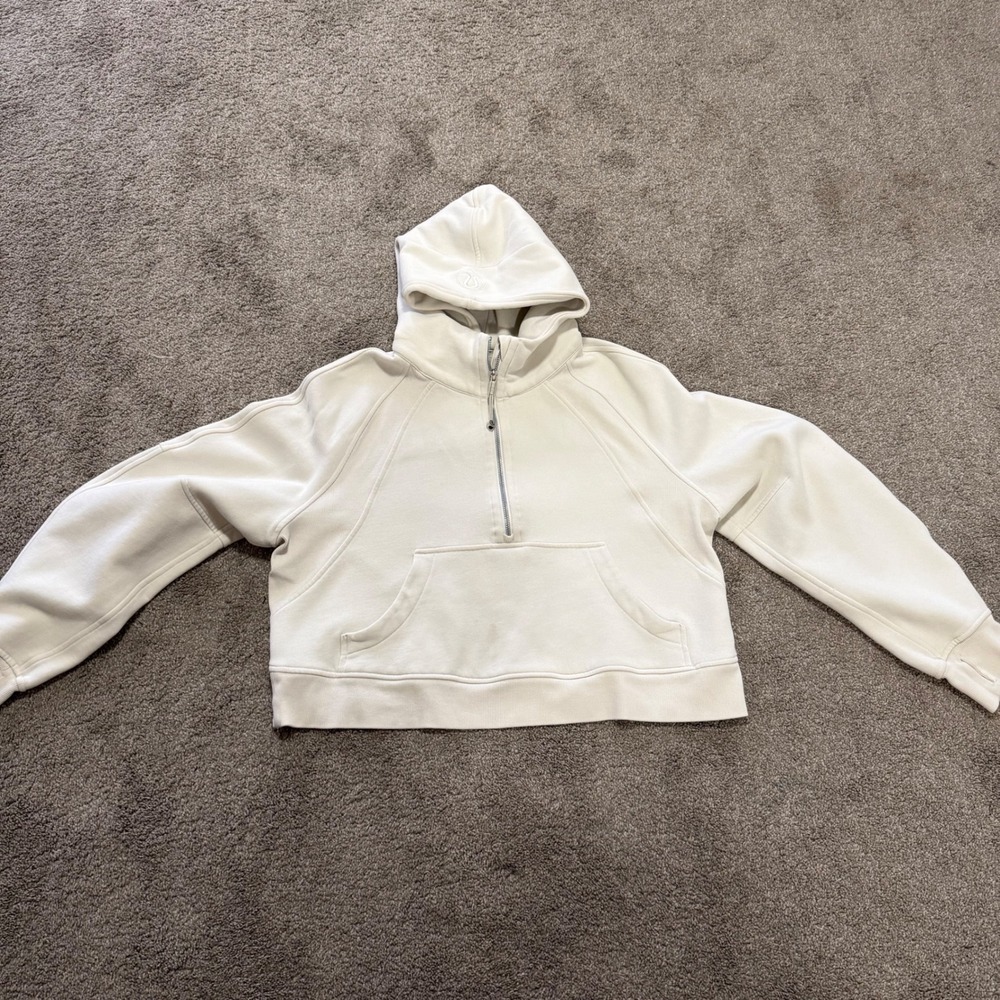 Lululemon Scuba Oversized Half Zip Hoodie Sweatshirt Light Beige Women's